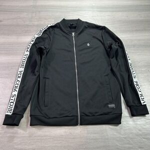 Volcom Jacket Mens Medium Black Track Bomber Zip Up Volcom Stone Logo Sweatshirt
